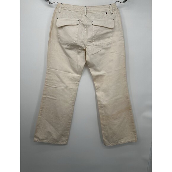 Tommy Hilfiger Women’s Pants Wide Leg Flared Mid Rise Chinos cream Y2K 10 - Picture 5 of 12
